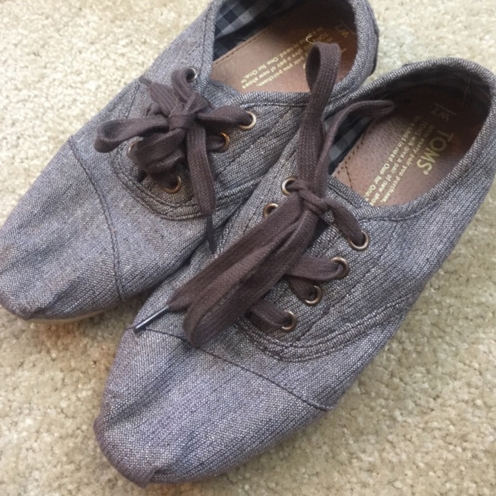Brown & Gold Lace Up TOMS